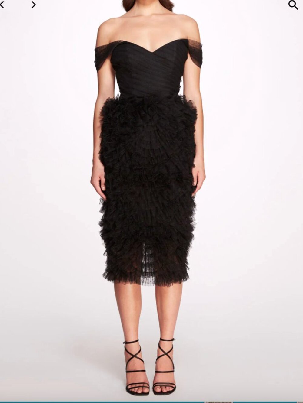 Marchesa Notte Sprinkled Dotted Tulle Textured Cocktail Midi Dress 14 NWT Black - Picture 1 of 8